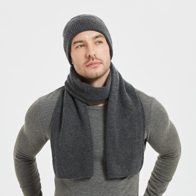 Men s 100% Pure Cashmere Knit Hat with Ear Protection - Autumn/Winter New Style One Size