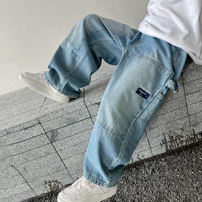 Cargo-Jeans für Jungen im Teenageralter, Frühling und Herbst, neue Jeanshose mit weitem Bein für Kinder, lose Hosen mit Taschen, Mädchen, 5 7 9 11 13 15 Jahre