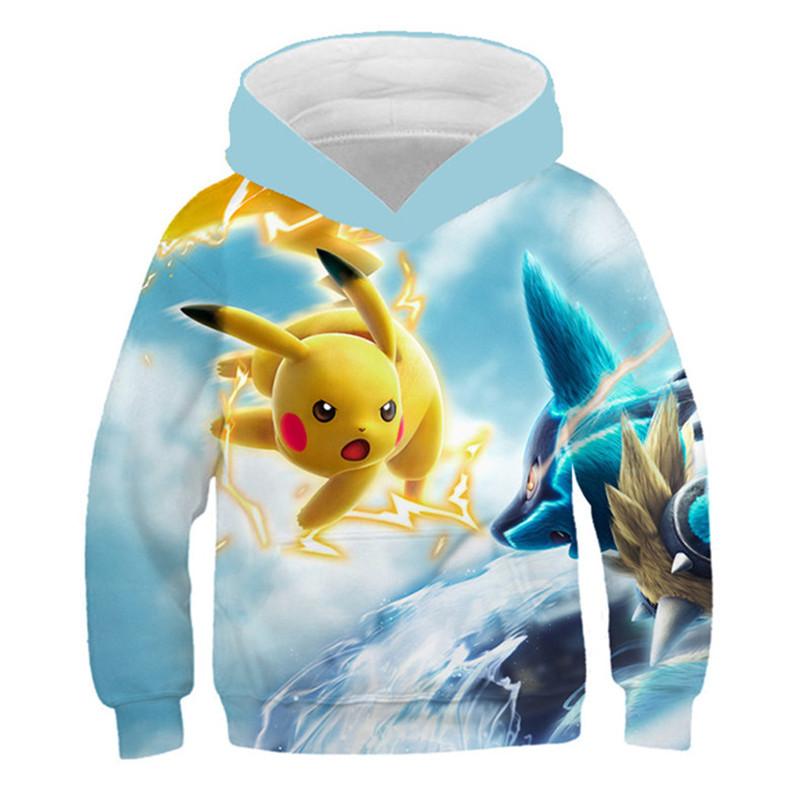 2025 Year Pokemon Hoodies Kids Cartoon Pullover Pikachu Sweatshirt Long Sleeve Children Clothes Boy Fashion Top 4-14 Years Kid Streetwear