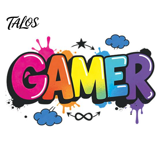 Adesivi Murali TALOS GAMER, Decalcomanie Autoadesive Senza Tracce, PVC Artistico Impermeabile, Adesivi Colorati Graffiti per Stanze E-Sports Camere da Letto Dormitori Decorazioni per Giochi