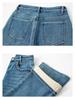 Zhi Zhi Winter Cropped Wide-Leg Fleece Jeans for Petite Women - Thick Plus Velvet Stretch Denim