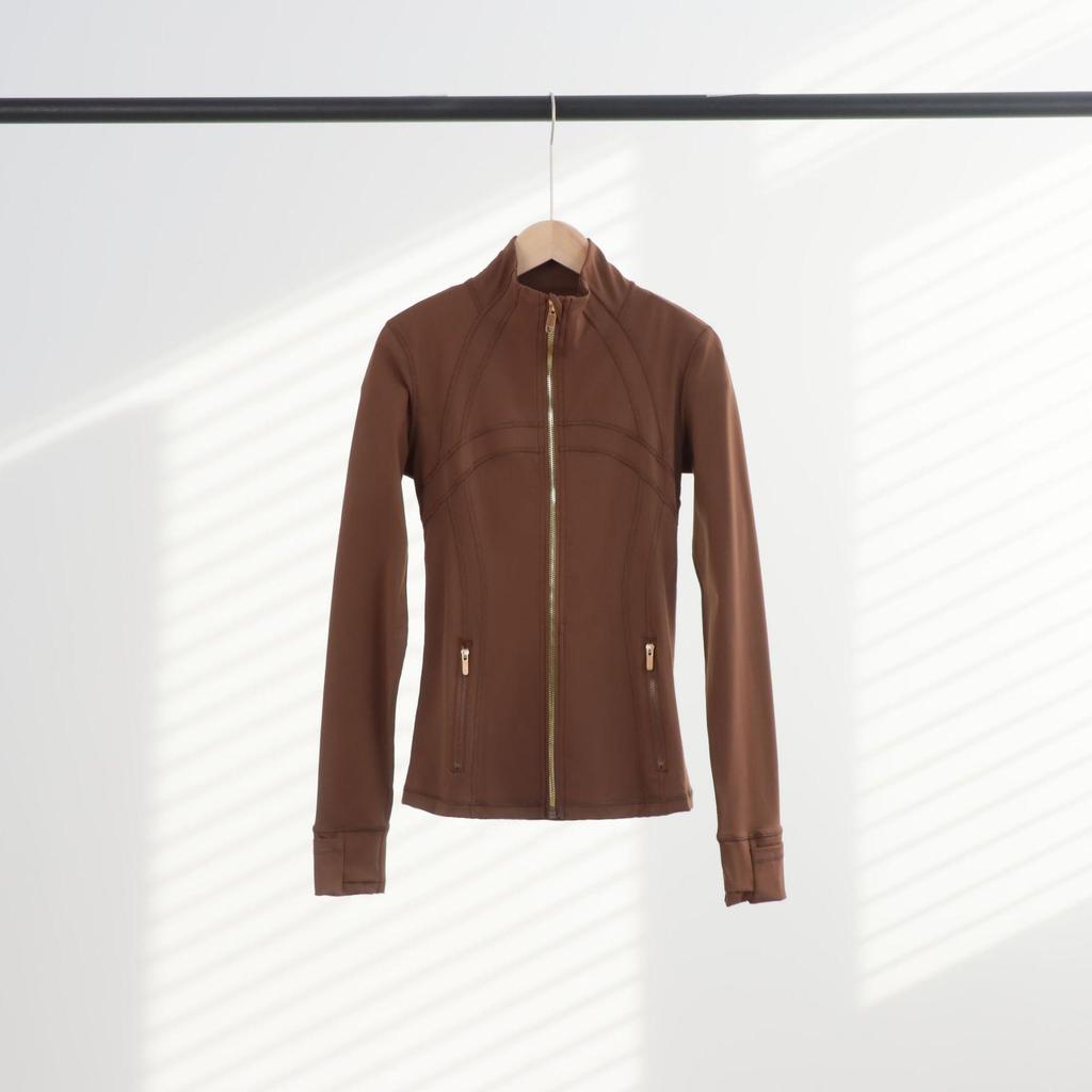 Giacca Sportiva da Donna Slim Fit con Zip Dorata - Collo Alto, Manica Lunga, Alta Elasticità, Abbigliamento Fitness Yoga