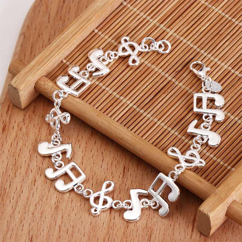 Adjustable Silver Bangle Aesthetic Eight Note Hand Chain Beautiful Music Note Bracelet  Girl