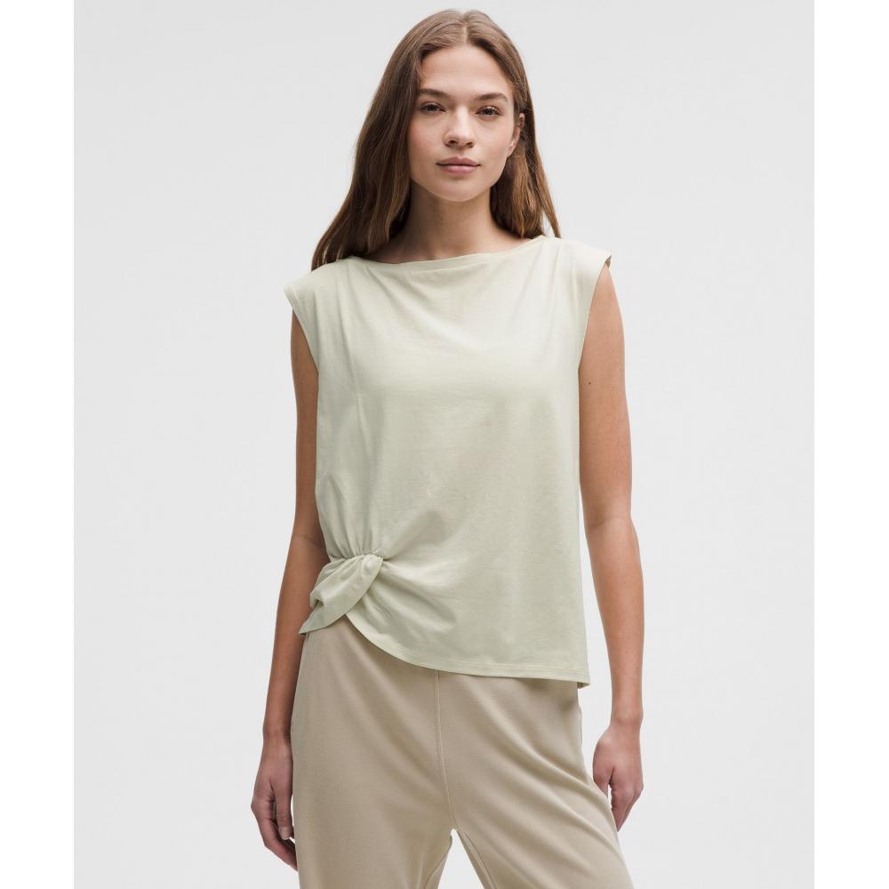 

Lululemon Cotton Blend Twist Front Tank Top Bone XXS