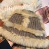 Chapeau seau tricoté en fourrure de lapin pour femme, nouveau chapeau de bassin thermique épais en peluche montrant un petit chapeau de fourrure pour le visage, hiver 2023