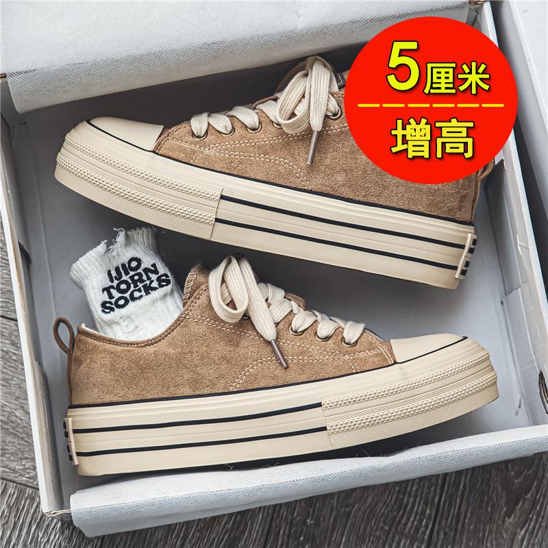 Canvas summer breathable design sense niche casual board shoes middle school students sports thick-soled black cloth shoes