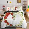 Red Rose King Queen Duvet Cover Valentine's Day Wedding Couple Flower Bedding Set 2/3Pcs Love Heart Floral Polyester Quilt Cover