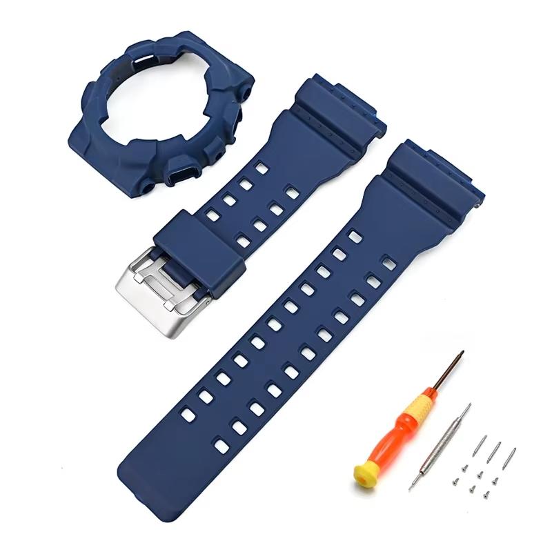 Gummi-Silikon-Uhrenarmband für Casio G-Shock GA-100/110/120/140 GD-100 GAX-100 GLS-100 Ersatz Mattes Armband + Gehäuse