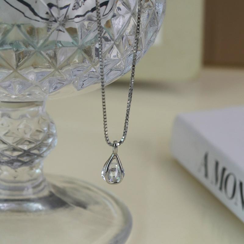 

925 Sterling Silver Water Drop Necklace Simple Charm Personalized Pendant Choker Birthday Gift for Friends Exquisite Jewelry платиновый