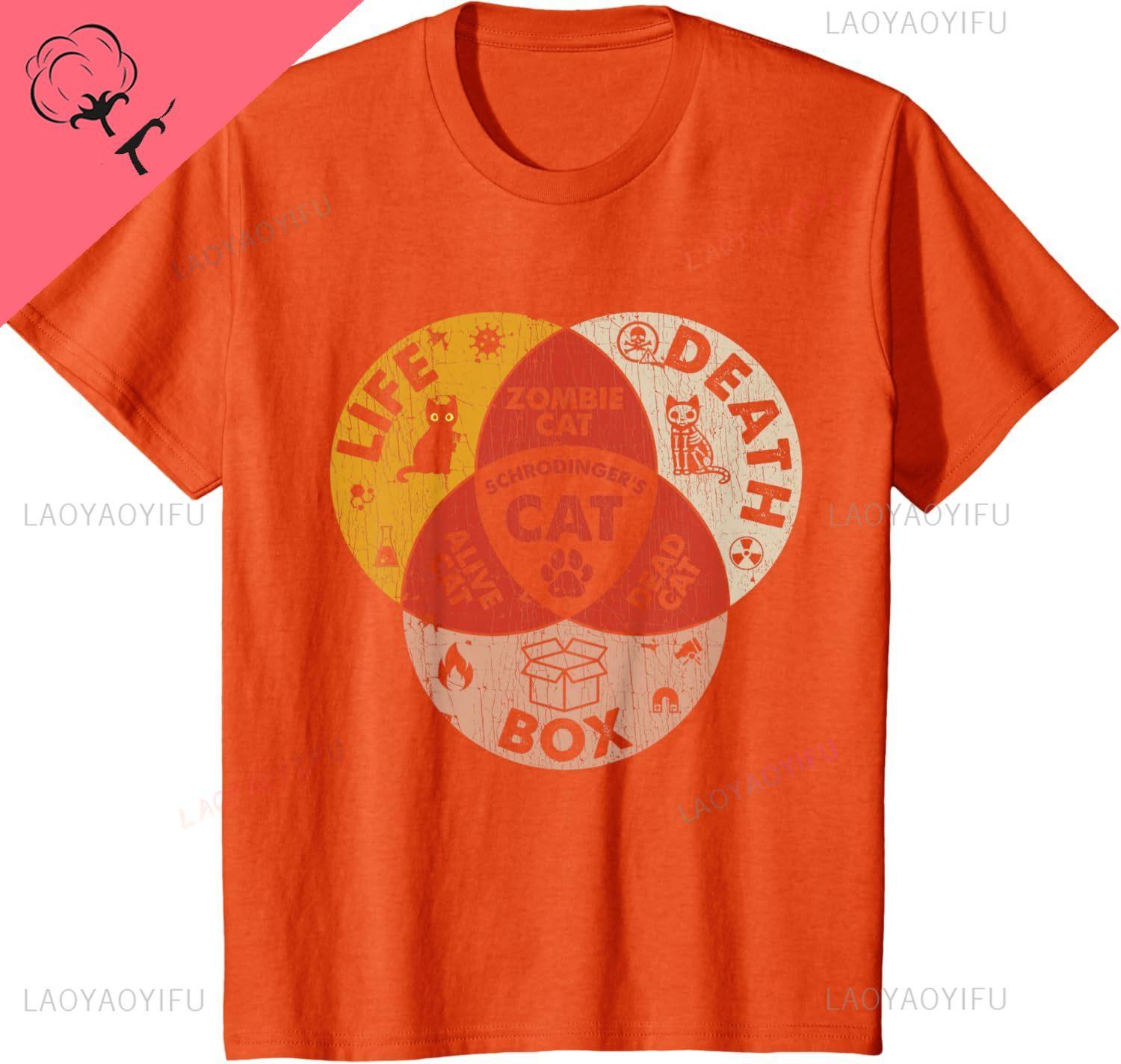 Science Physic Cat Physics Schrodingers Cat Venn Diagram TShirt Breathable and Comfortable Unisexs T Shirt Ropa Hombre S