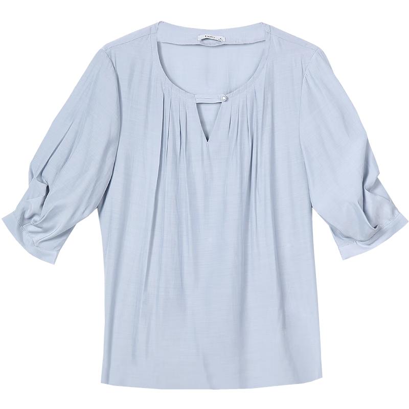 

Betu Women s Round Neck Slit Seven-Sleeve Blouse S