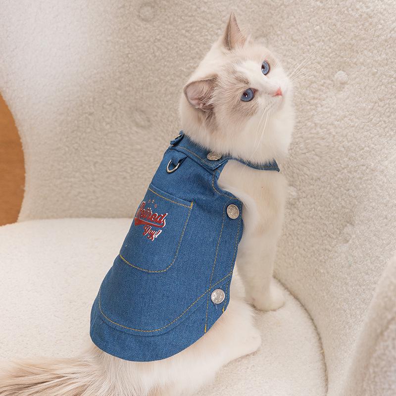 Kitten Winter Pocket Denim Dress for Small Dogs