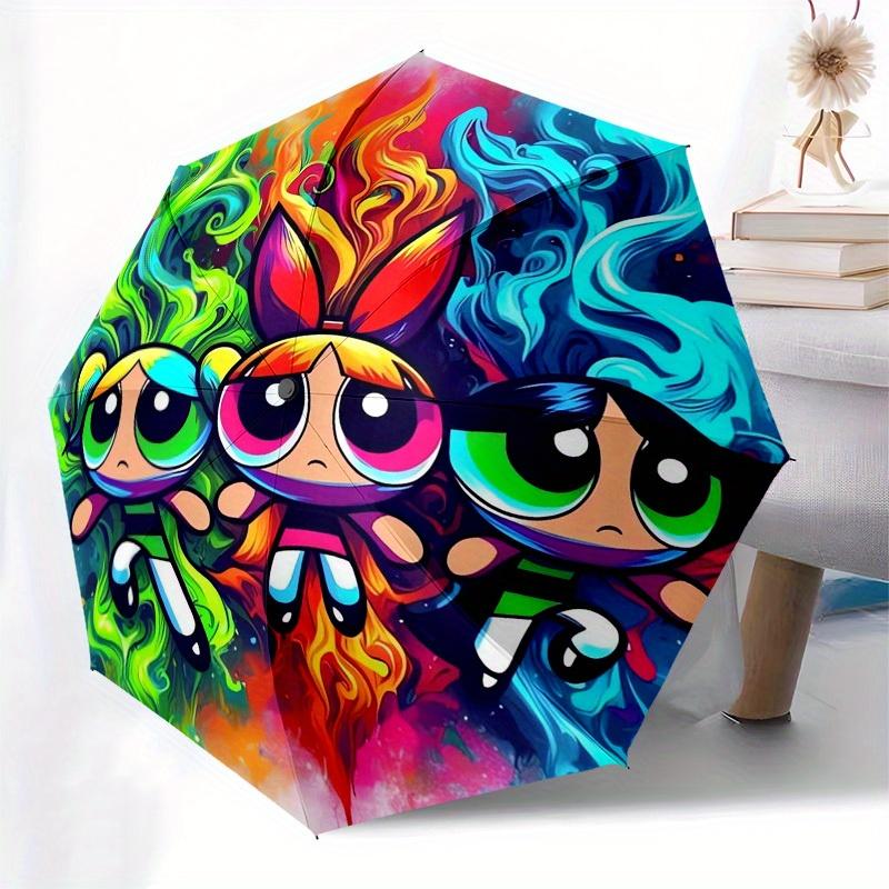 1pc Powerpuff Girls, Cartoon Themed High-quality Umbrella,Automatic Opening and Closing Umbrella,Multi-functional Umbrella G0811035