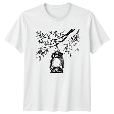 Lantern Camping Outdoors Graphic Tee Unisexs Unisexs Unisex TShirt Tree Sketch Light