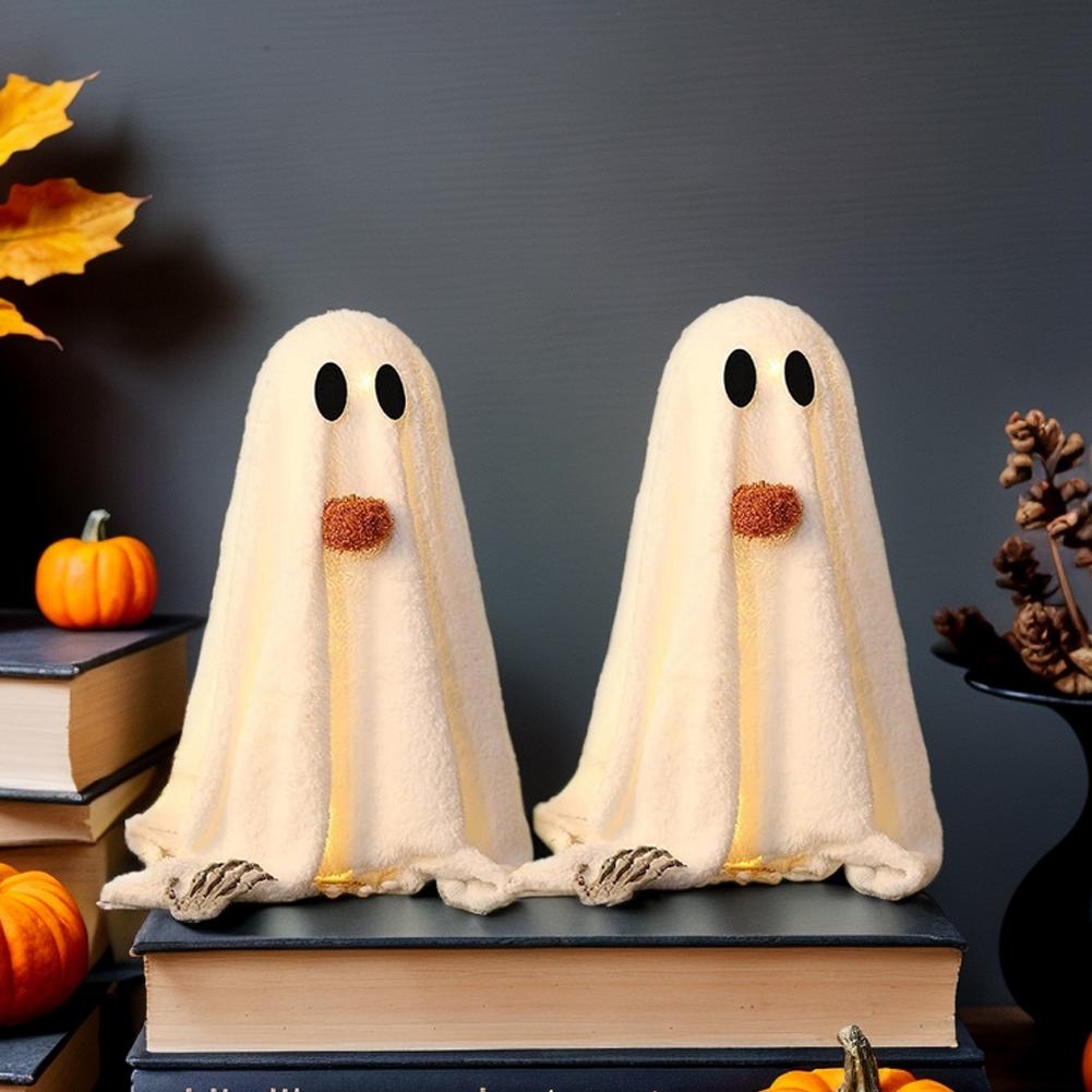 Soft Fabric Tabletop Decoration with Built-In Lights for a Spooky Home Office Fireplace and Ghost Pumpkin LED Halloween Decor