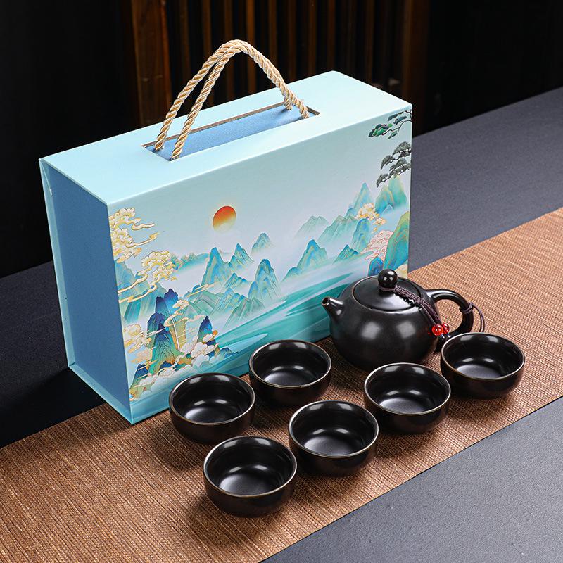 Ceramic Kung Fu Tea Set Company Opening Annual Meeting Souvenir Business Gift Printing