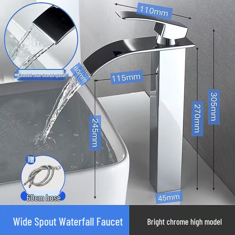 Silver High Arc Single Cold Plastic Basin Faucet