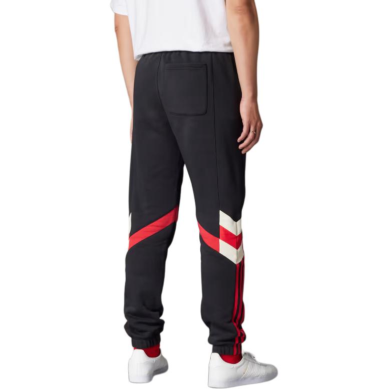 adidas Originals Manchester United Retro Sportliche Slim Fit Bequeme Schnür-Strickhose Herrenhose Schwarz Rot IS6520
