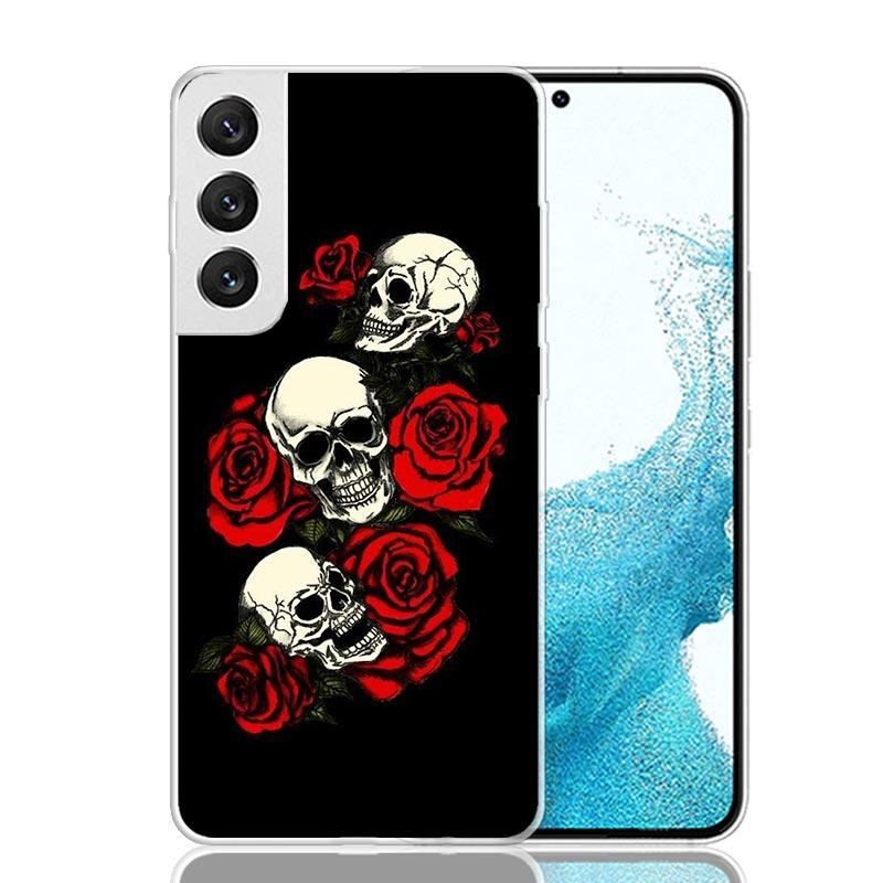 Human Skeleton Red Rose Phone Case For Samsung Galaxy S26 Ultra S23 S24 S25 Edge S20 FE S21 S22 Plus Soft Print Shell Cover Fund