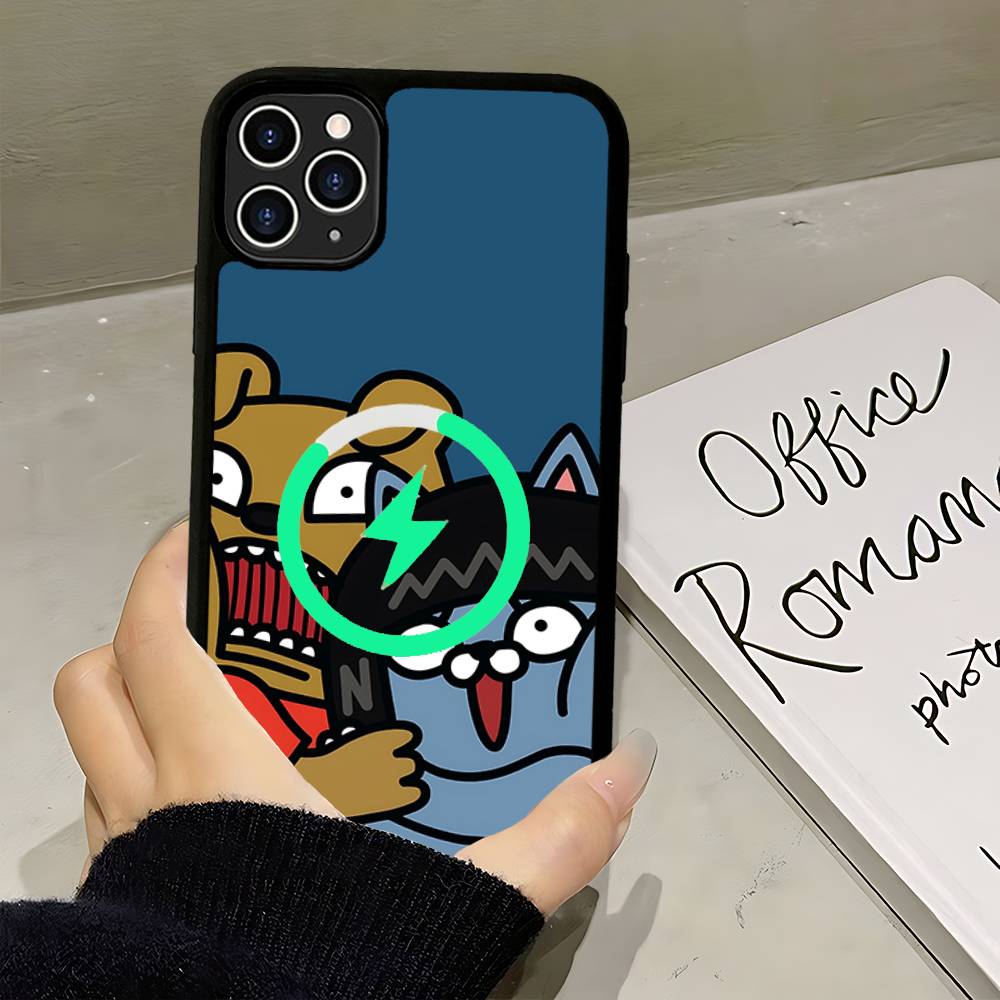 Cartoon K-KAKAO CUTE F-FRIENDS Magnetic Phone Case For IPhone 16 15 14 13 12 11 17 Pro Max Plus Wireless Charge Cover
