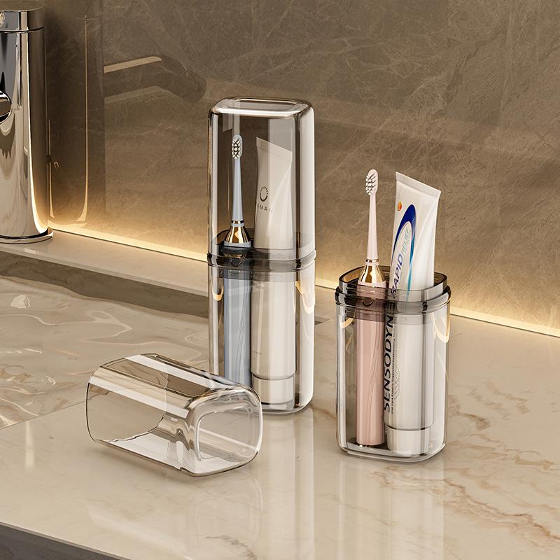 Portable Travel Wash Set: Toothbrush Holder, Mouthwash Cup & Wash Bag for Men and Women