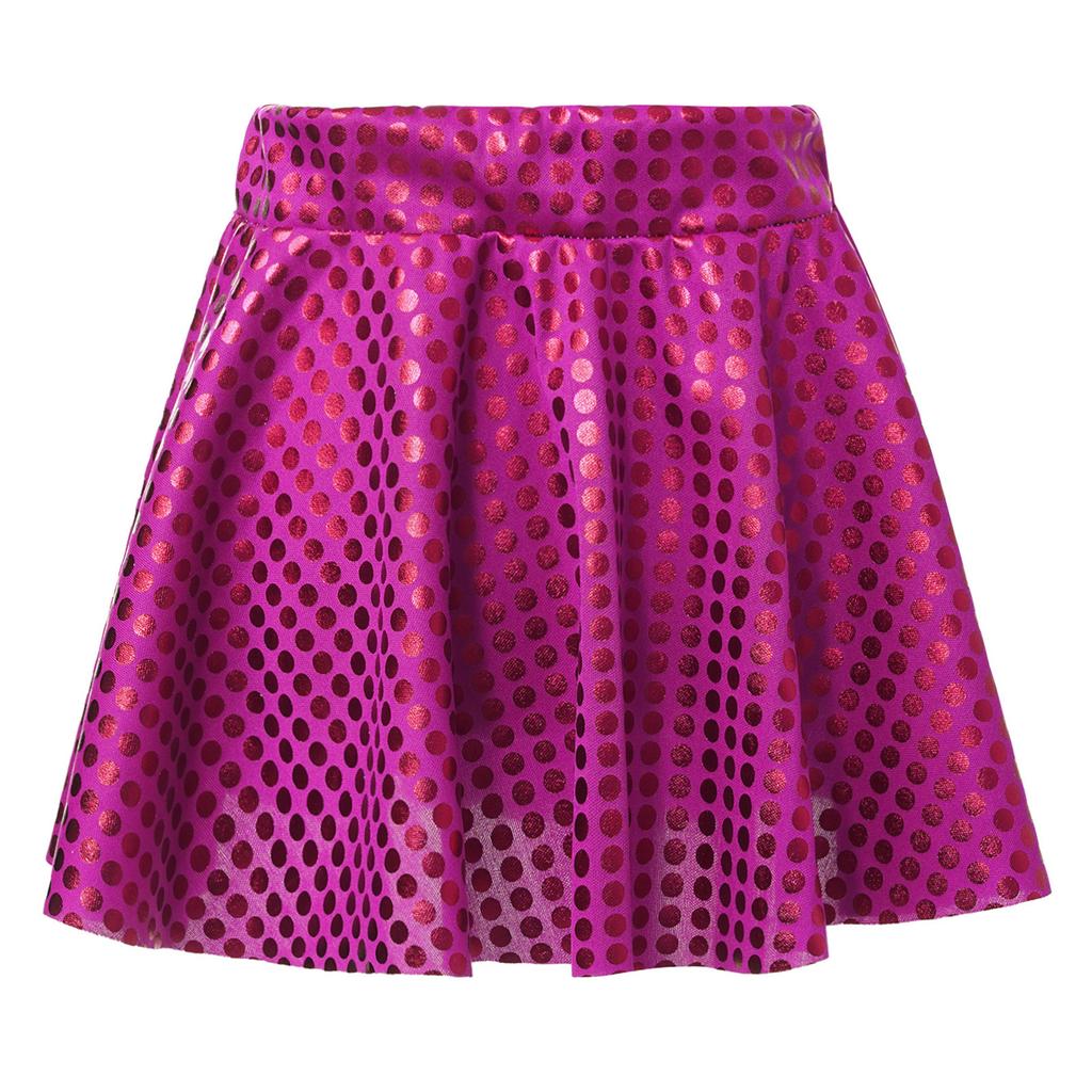 Girls Festivals Dance Skirt: Elastic Waistband Sparkling Dot Mini Swing Skirt for Skating Stage Performance