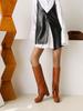 Square Toe Mid-Heel Turned-Over Edge Catwalk Fashion Boots Comfortable Artificial Leather Autumn Fashion Women Mid-Calf Boots