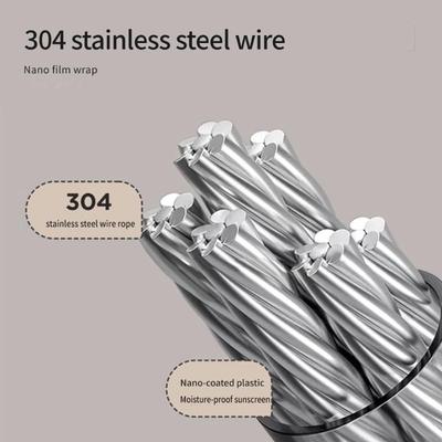 Space Saving Retractable Clothes Drying Line 14ft Anti Sagging Stainless Steel Wall Mounted Laundry Rope