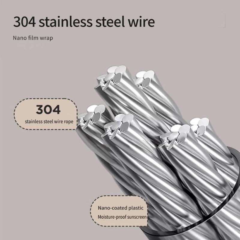 Space Saving Retractable Clothes Drying Line 14ft Anti Sagging Stainless Steel Wall Mounted Laundry Rope