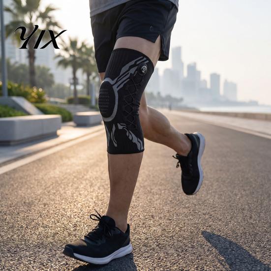 Supportive Knee Gear Adjustable Knob Brace, Support with Patella Pad, Side Stabilizer, High Elasticity Compression Sleeve for Workout Arthritis