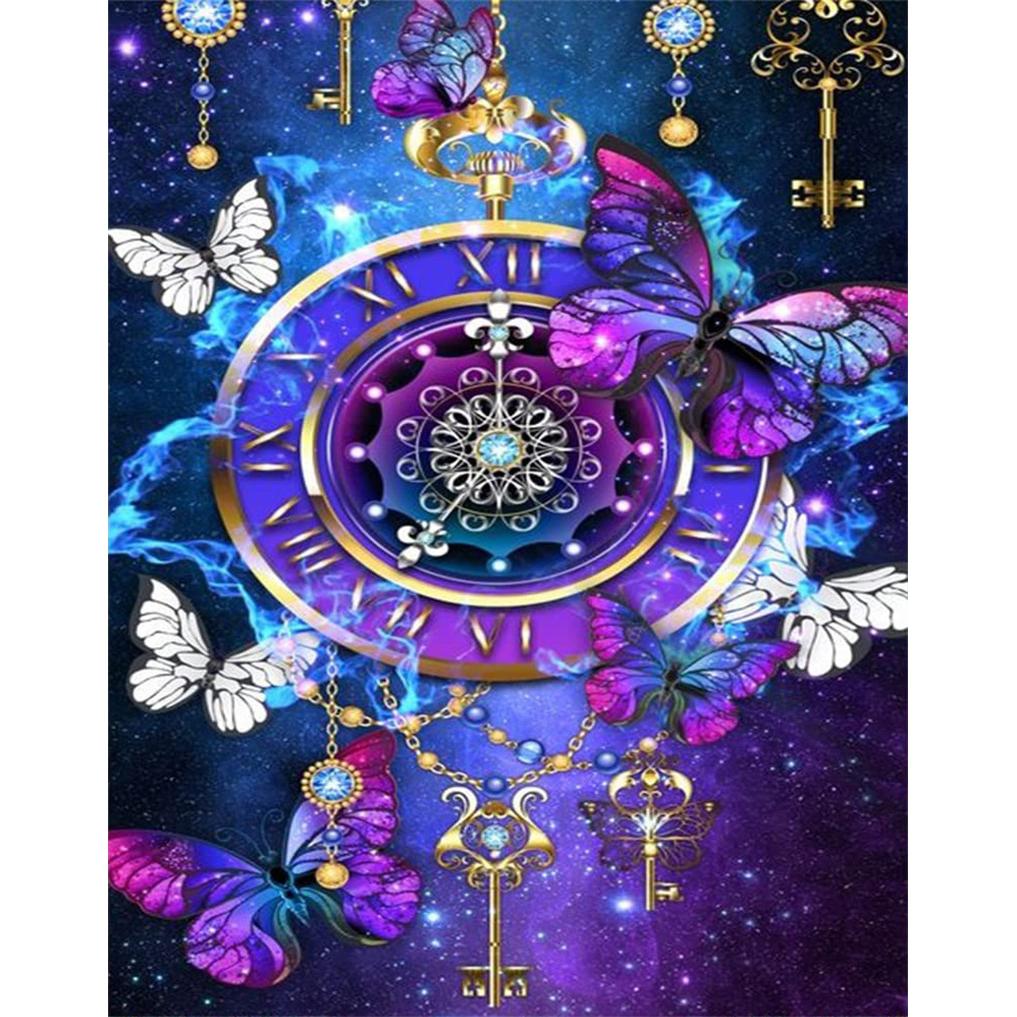 

DIY Алмазная картина Фиолетовая бабочка Набор для вышивки крестом Мозаичное искусство Алмазная картина Полный круг Алмазное украшение для дома Round 30x40cm