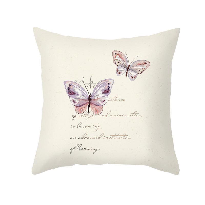 Colorful Butterfly Series Sofa Pillow Cover Nordic Peach Skin Print Office Cushion Pillow Cover Home
