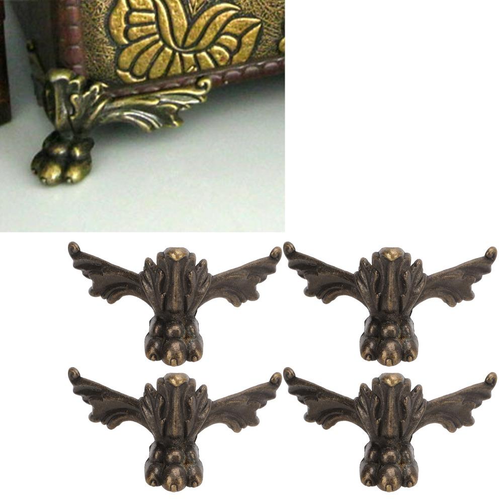 4PCS Four Sides Fixed Jewelry Box Legs Vintage Wood Case Legs Angle Code Wooden Box Feet Cabinets