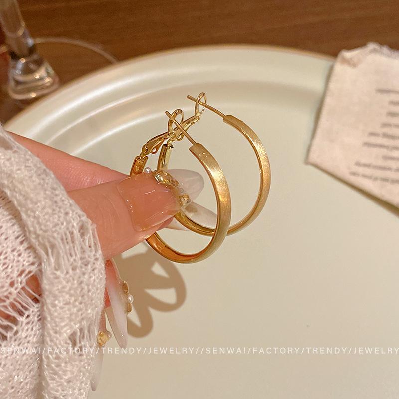 

Европейские и американские простые матовые серьги-круги женские классические темпераментные серьги интернет-знаменитости преувеличенные серьги с индивидуальностью