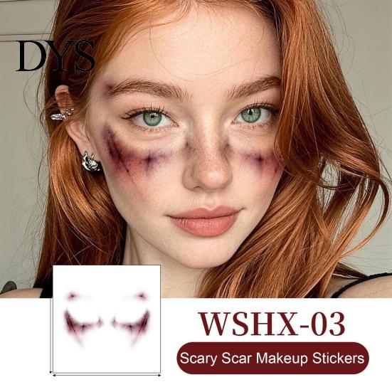 Sensitive Skin Safe Tattoos Halloween Temporary Face Tattoos, Realistic Scary Makeup Stickers, Waterproof Water Transfer Skull Patterns Decals,