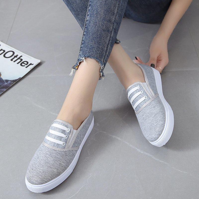 2025 Women Sneakers Womens Ladies Black Loafer Black Casual Flats Non-slip Espadrilles Loafers Canvas Slip On Flat Shoes