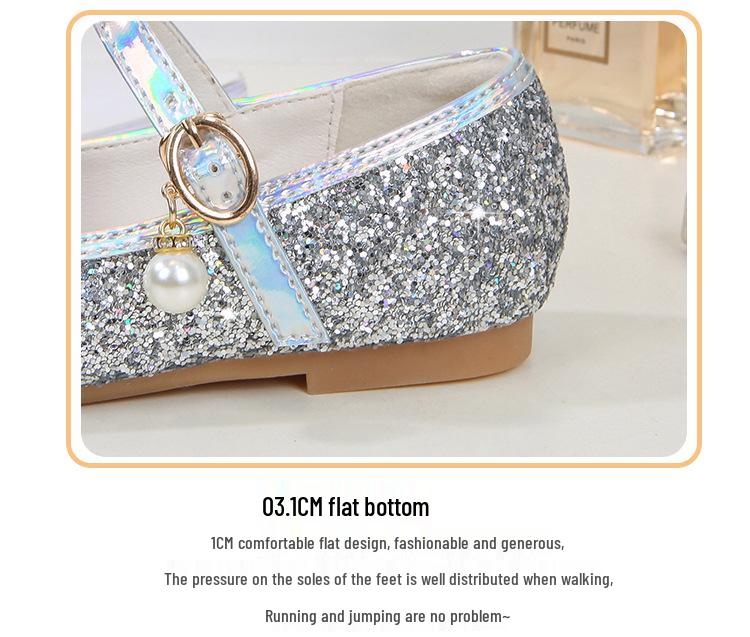 Girls' Sequined Princess Shoes - Spring/Autumn, Ballet Flat for Dance, Catwalk, or Evening Dress.