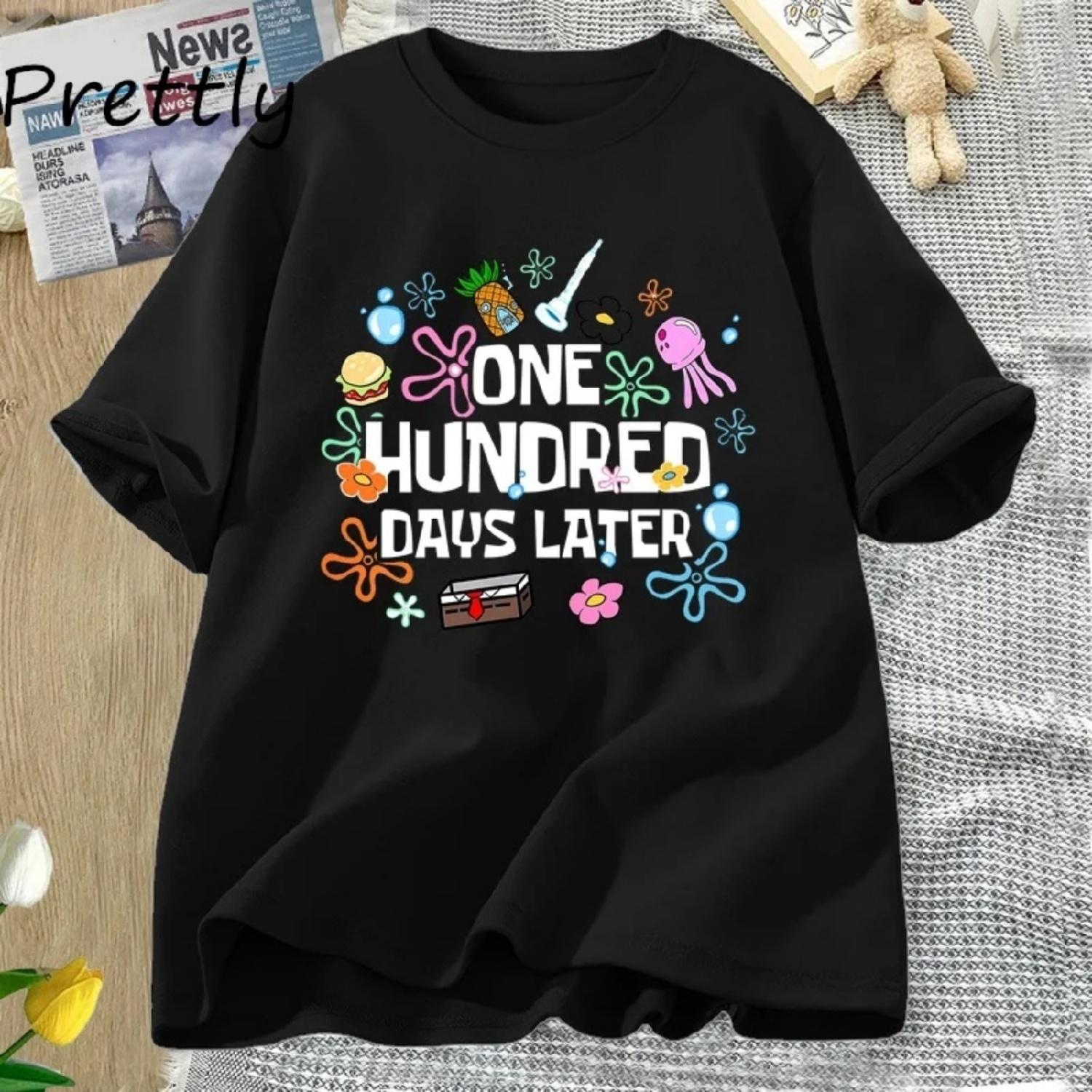 One Hundred Days Later T-Shirt Men Women 100 Days Later of School T Shirt Teacher Tees Casual Cotton Round Neck Tshirt Clothes S