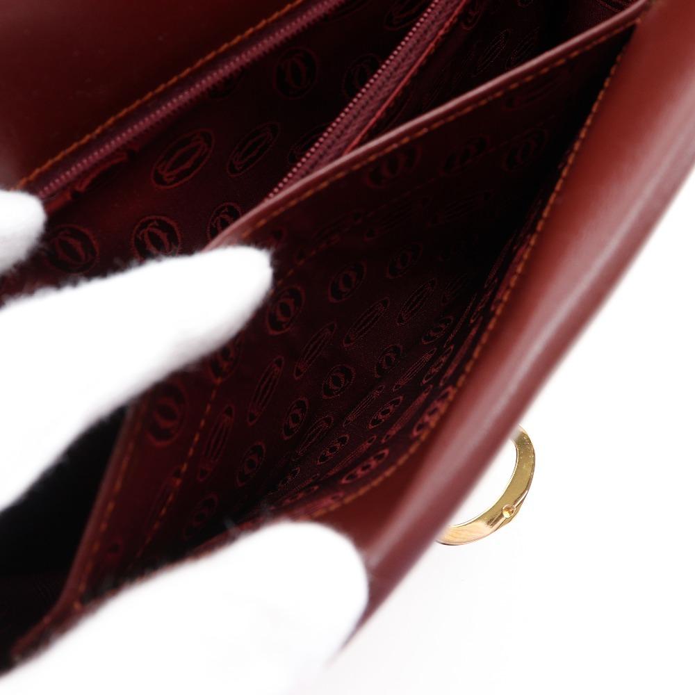 Cartier Must Line Shoulder Bag Bordeaux Calfskin Women Used