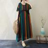 Short Sleeve Plus Size Cotton Vintage Floral New In Dresses for Women Casual Loose Long Summer Dress
