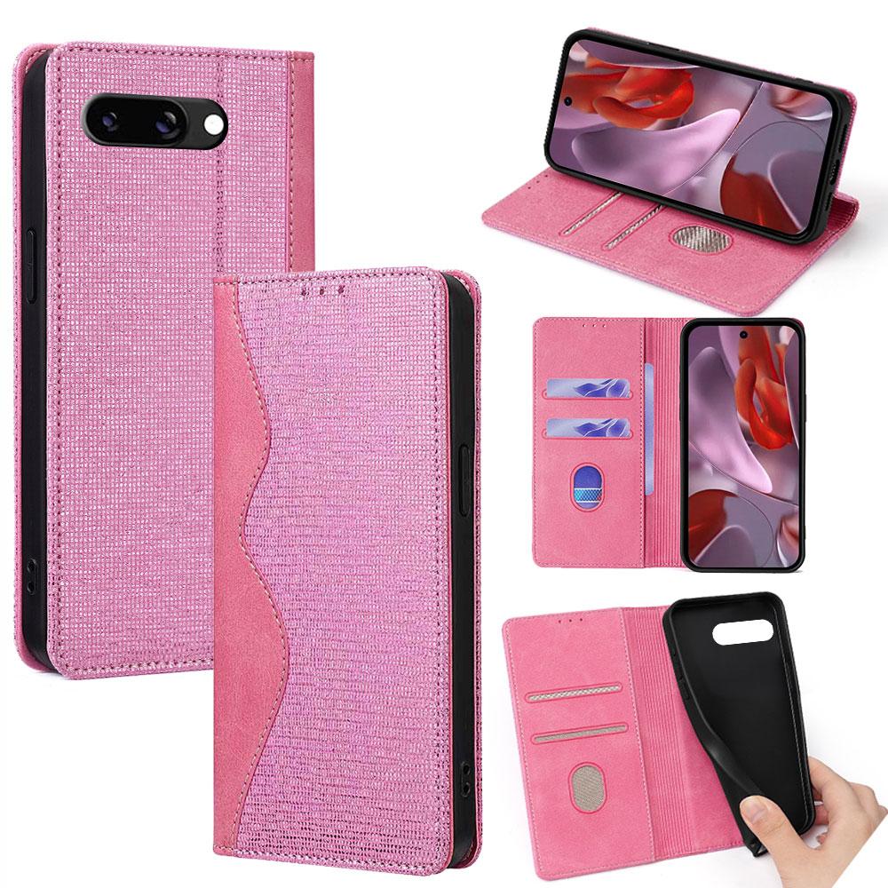 

For Google Pixel 9a Leather Case Wallet Stand Phone Cover with RFID Blocking Pink
