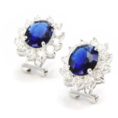 [I4016] - Silberohrringe 'Victorina' silberweißer Saphir (rhodiniert) - 16x14 mm