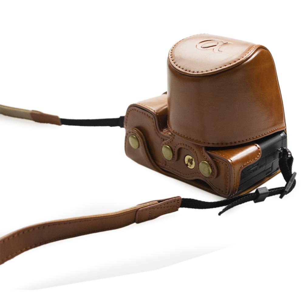 Kinokoo Kameratasche für Sony Kompatibel mit PU Austauschbarem Stativ Schultergurt Vollständiger Schutz A6400/A6100, 16-50mm Objektive, Leder, Buchse,