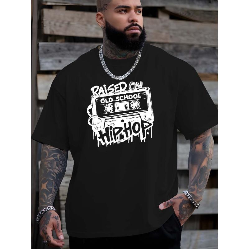 

Raised ON OLD SCHOOL HIPHOP Summer Outdoor Sports and Casual Short-sleeved T-shirt for Men s Latest Trendy Fashion Printed Large-size T-shirt XL чорний