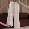 Plus Size Women's High Waist Lace Wide Leg Pants - Summer Thin, Hollow Out, Loose, Slimming, Casual Straight Leg Design