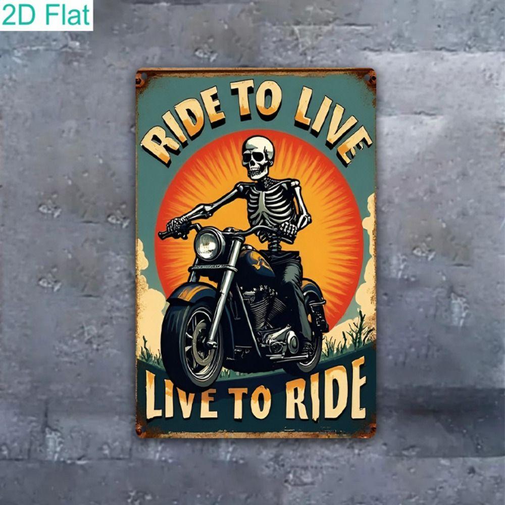Vintage Motorcycle Metal Tin Sign Retro Biker Garage Wall Decor Industrial Style Art
