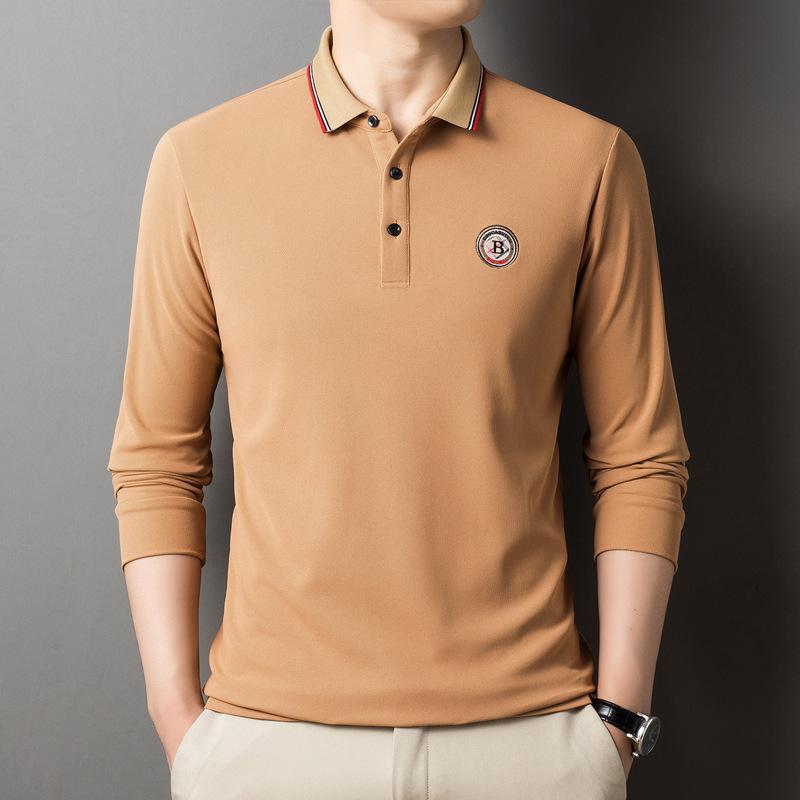 Autumn New Middle-aged Men's Long-sleeved T-shirt Men's Dad's Casual Loose Lapel Men's Polo Shirt for Men