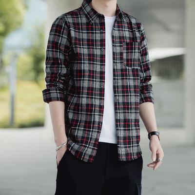 Autumn New Thickened Plaid Shirt Men's Casual Long-sleeved Shirt Korean Style Loose Jacket