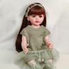 Reborn Baby Doll with Soft Rubber, Long Hair, Green Gauze Skirt, Waterproof Toy Companion, Little Princess