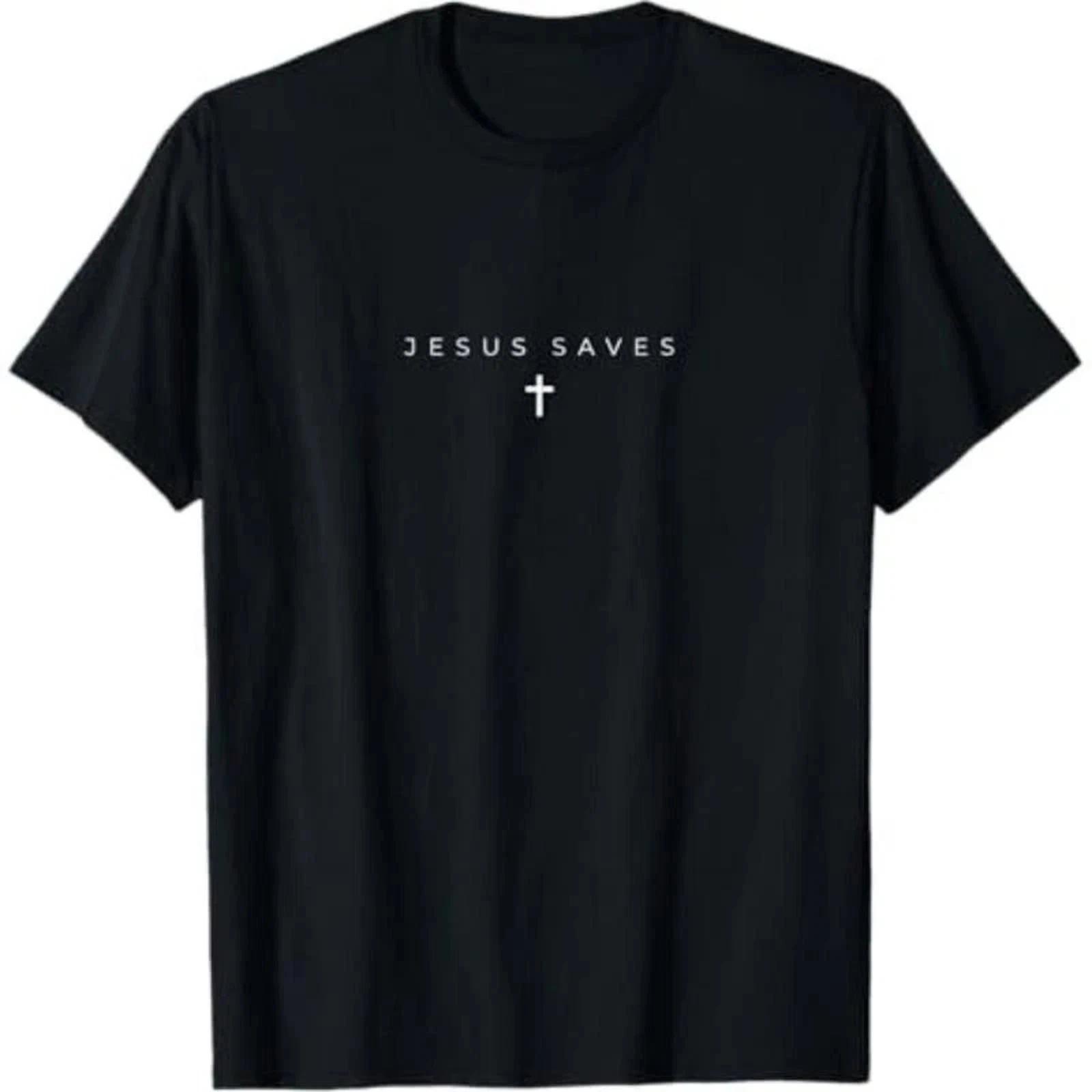 Christian Jesus Saves Cross Minimal Religious Faith T-Shirt Mens Unisex Cotton G 3XL